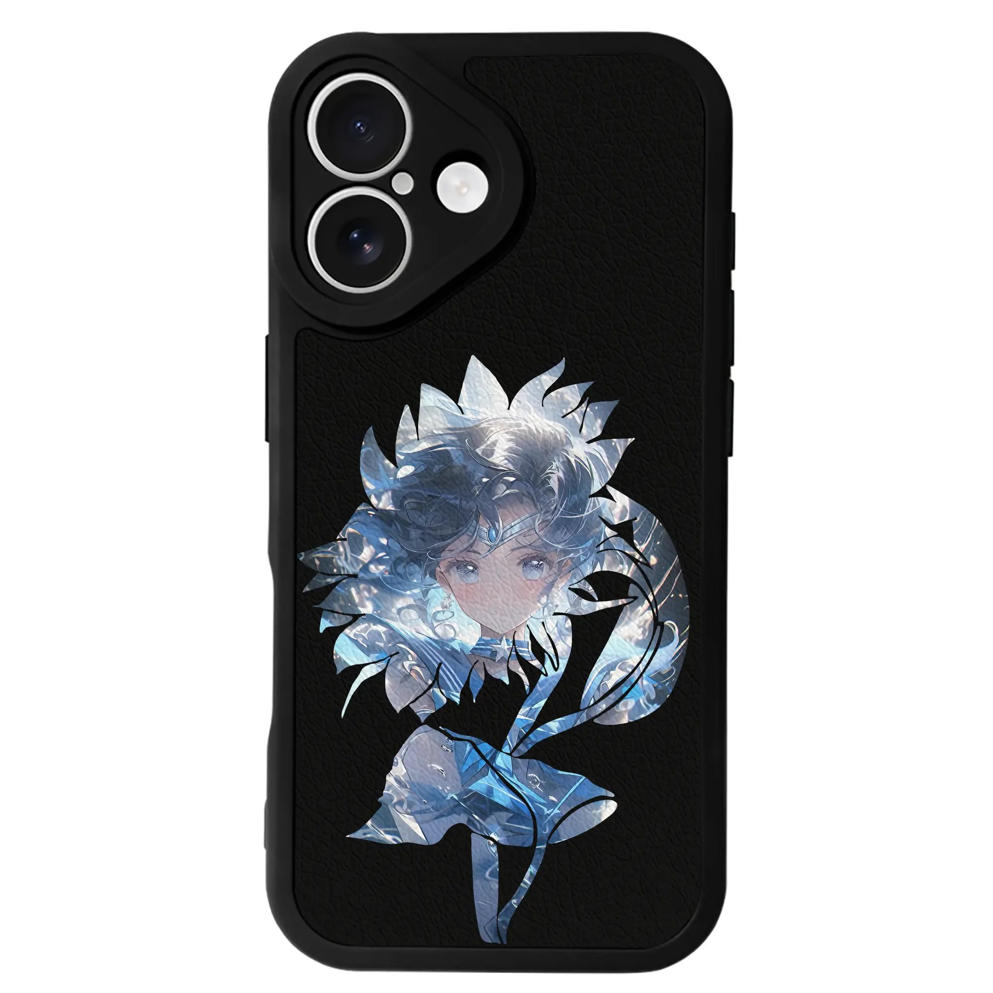 美少女戦士セーラームーン グッズ 水野 亜美 - IPhone 16シリーズ対応 ・ シリコンスマホケース ・ レザー調 ・ 高精度フィット ・ 耐衝撃 ・ ワイヤレス充電対応 ・ 精密カット